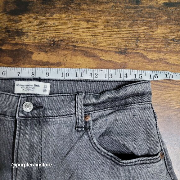 Abercrombie & Fitch Jeans 12 Curve Love Ankle Straight Ultra High Rise Charcoal - Picture 5 of 10